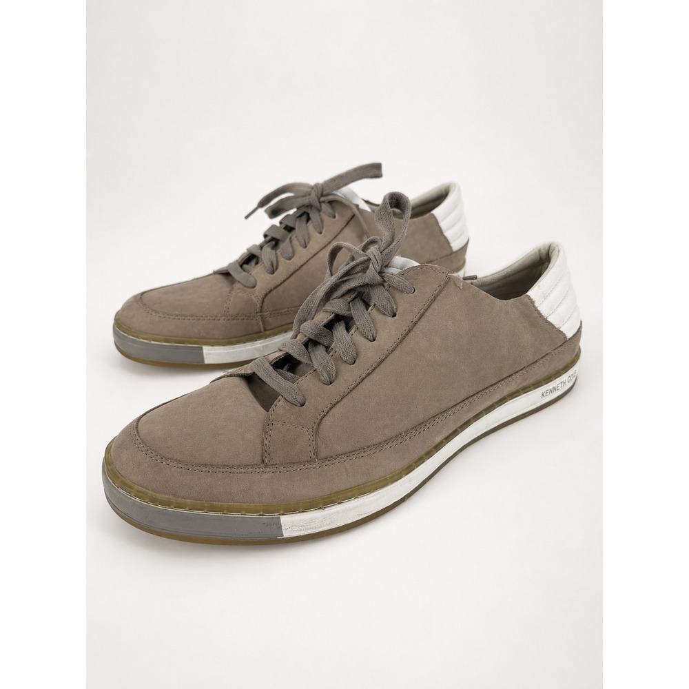 Kenneth Cole Brand Stand Sneakers Mens 11.5 Taupe Leather‎ Low Top Minimalist